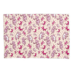 Cute Animals Dance Pink Pattern Name Pillow Case