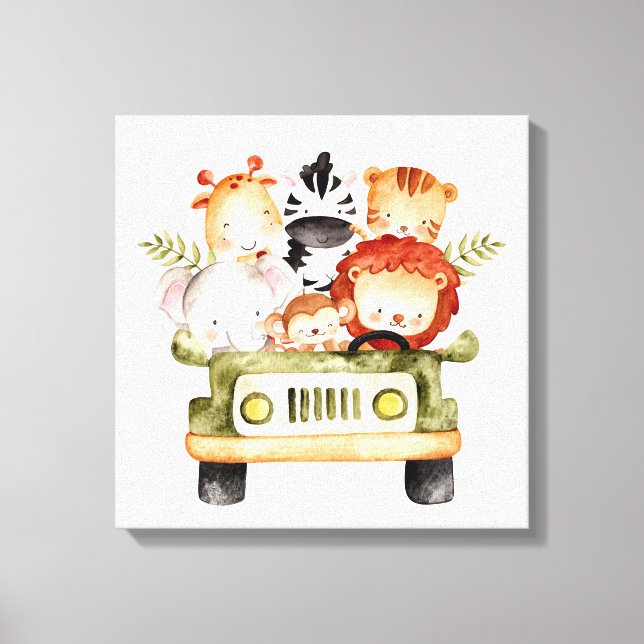 Cute Animals Driving Canvas Print (Front)