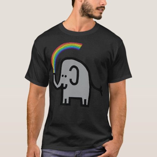 Cute Animals Elephant Spits Rainbow T_Shirt