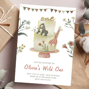 Cute Animals Flowers Girl 1st Birthday Party Invitation
