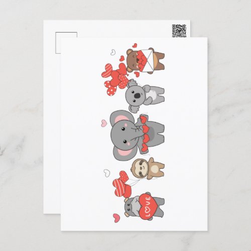 Cute Animals For Valentines Day For Animal Lovers Holiday Postcard
