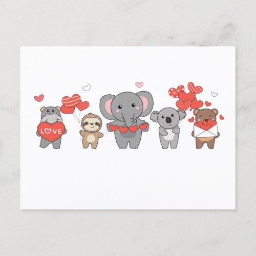 Cute Animals For Valentines Day For Animal Lovers Postcard
