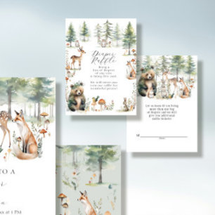 Cute Animals Forest Woodland Bear Diaper Raffle Enclosure Card