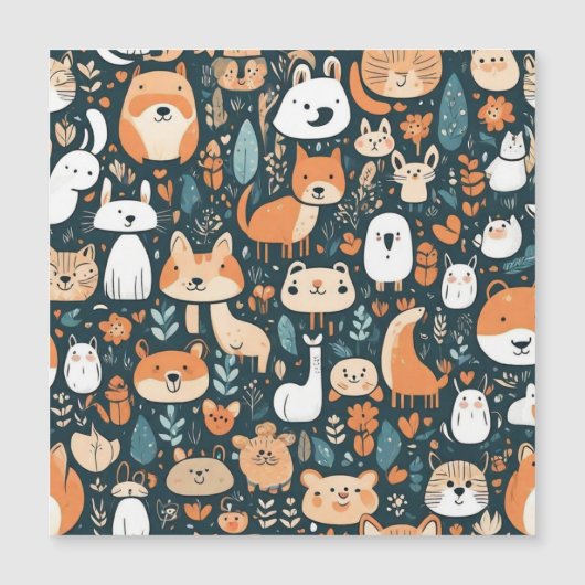 Cute animals fun design green decor (Front)
