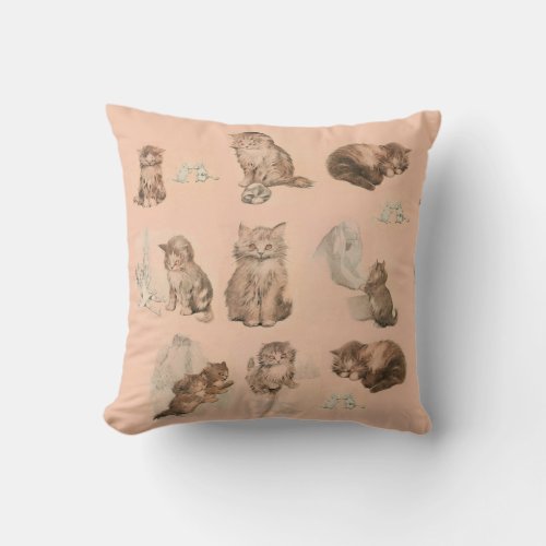 CUTE ANIMALS FUNNY CAT AND MOUSE STORIES PINK Baby Throw Pillow