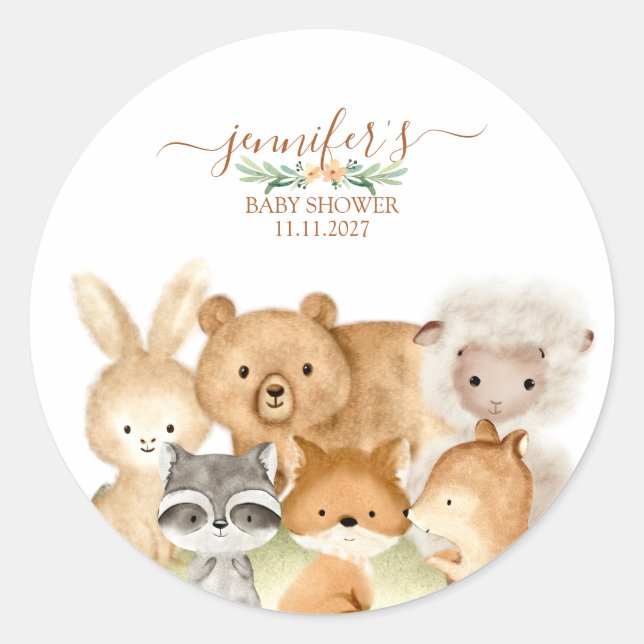 Cute Animals Fur Wild Forest Classic Round Sticker (Front)
