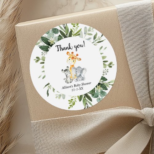 Cute animals gender neutral baby shower classic round sticker