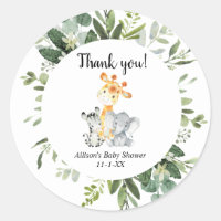 Cute animals gender neutral baby shower classic round sticker