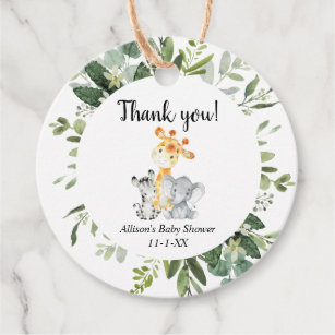 Cute animals gender neutral baby shower thank you favor tags