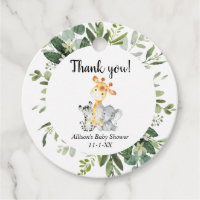 Cute animals gender neutral baby shower thank you favor tags