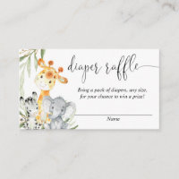 Cute animals gender neutral diaper raffle cards