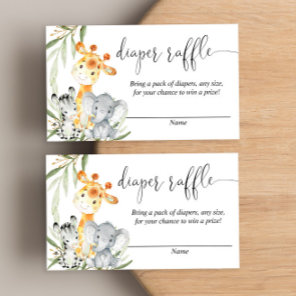 Cute animals gender neutral diaper raffle cards