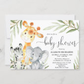 Cute animals gender neutral safari baby shower invitation (Front)