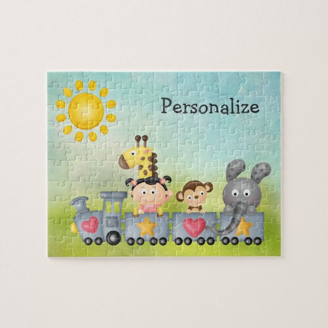 Cute Animals & Girl on Train Puzzle (Horizontal)