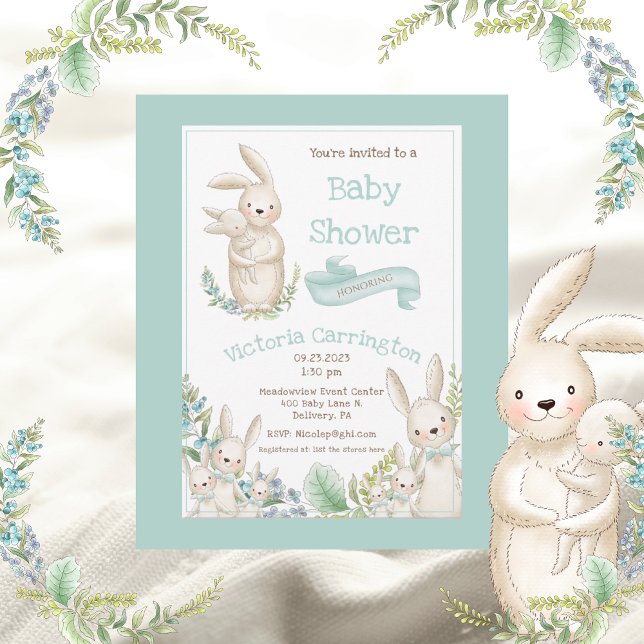Cute Animals Green Baby Shower Invitation (Creator Uploaded)
