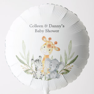 Cute animals greenery gender neutral watercolor balloon