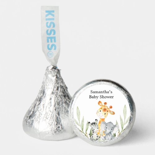 Cute animals greenery gender neutral watercolor hersheys kisses