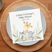 Cute animals greenery gender neutral watercolor