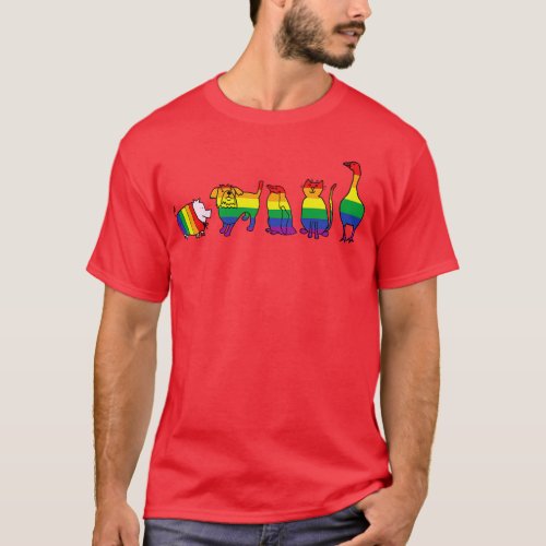 Cute Animals Group Ready For Pride Month T_Shirt