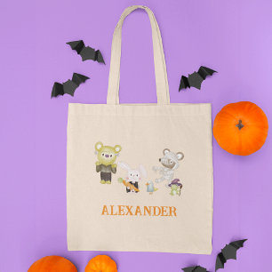 Cute Animals Halloween Kids Trick or Treat Tote Bag