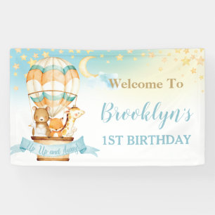Cute Animals Hot Air Balloon Birthday Backdrop Ba Banner