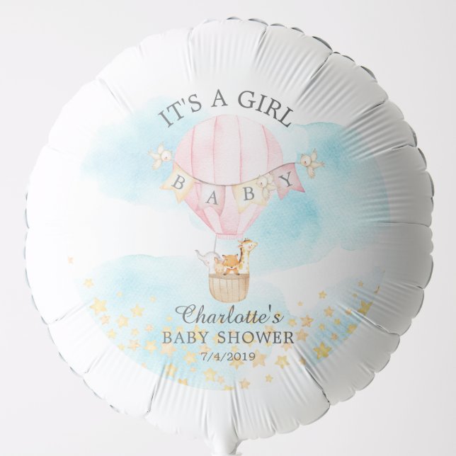Cute Animals Hot Air Balloon Boys Baby Shower (Front)