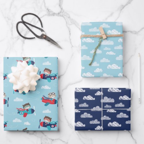 Cute animals in airplanes Wrapping Paper