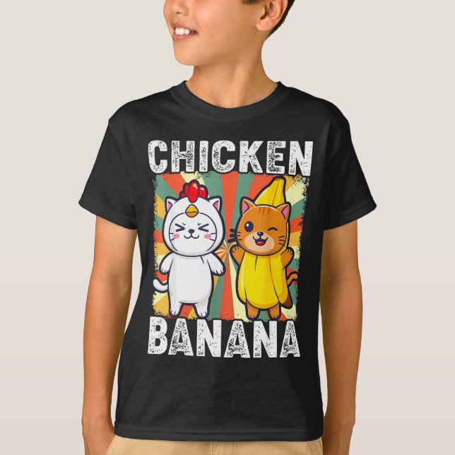 Cute Animals In Chicken And Banana Costumes Kawaii T-Shirt (Front)
