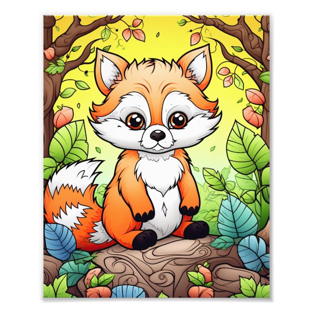 Cute Animals in forest for Kids Photo Print (Front)