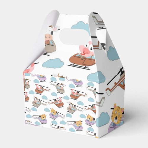 Cute Animals In Helicopter Pattern Favor Boxes