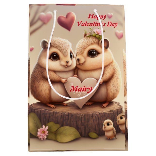 Cute animals in love     medium gift bag (Front)