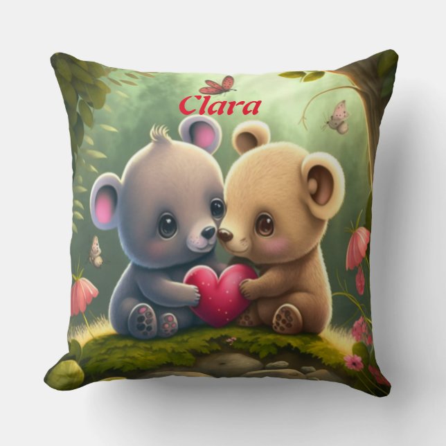 Cute animals in love  throw pillow (Front)