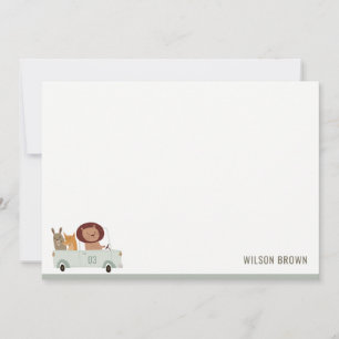 Cute Animals In the Car City Road Kids Birthday Note Card