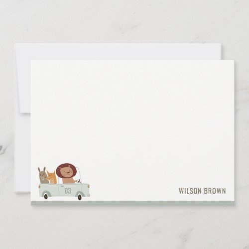 Cute Animals In the Car City Road Kids Birthday Note Card