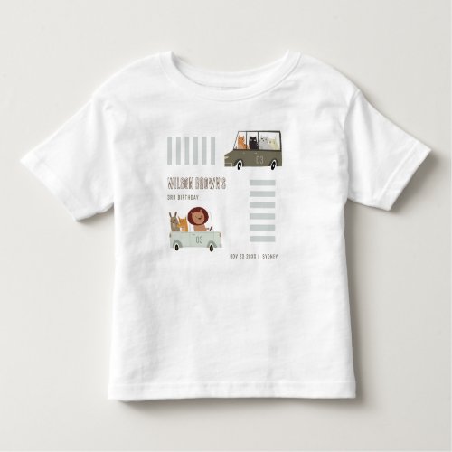 Cute Animals In the Car City Road Kids Birthday Toddler T_shirt