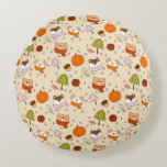 Cute Animals in the Rain Round Nursery Pillow