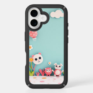 Cute Animals in Whimsical Garden iPhone 16 Case