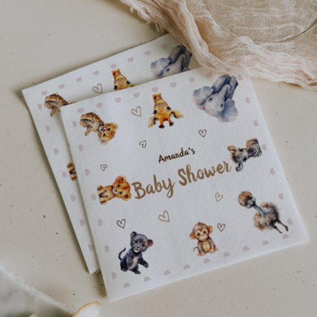 Cute Animals Jungle Safari Themed Baby Shower Napkins (Creator Uploaded)