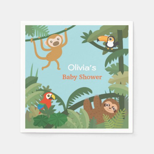 Cute Animals Jungle Theme Baby Shower Supplies Napkins