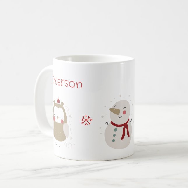 Cute Animals Kid's Christmas Personalized Mug (Front Left)