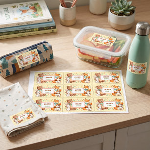 Cute Animals Kids Label Yellow Waterproof Daycare