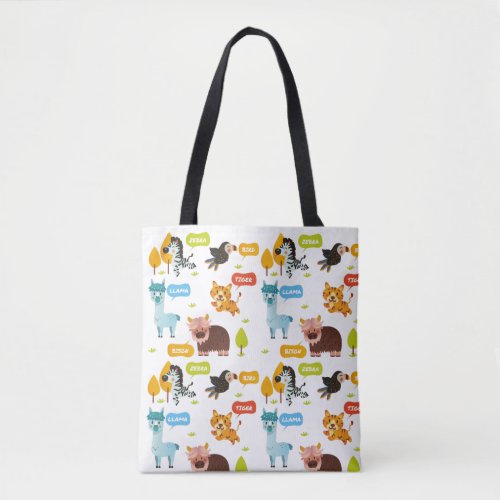 Cute Animals Kids Pattern Tote Bag