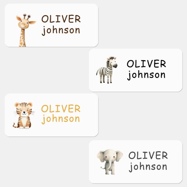 Cute Animals Kids Personalized Clothing Labels (Group)