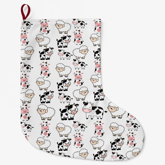 cute animals  large christmas stocking (Front)