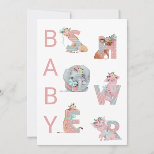 *~* Cute Animals Letters Baby Shower Invitation