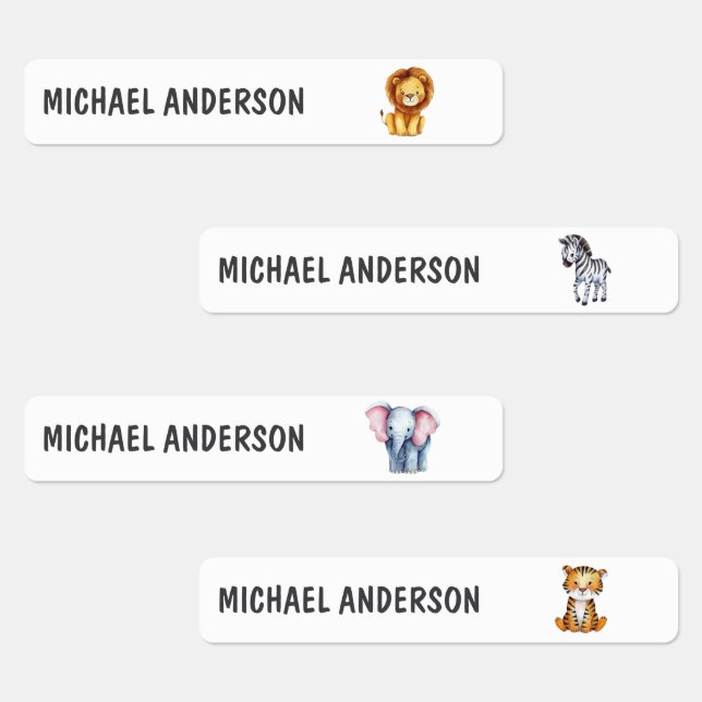 Cute Animals Lion Zebra Tiger Personalized Kid's  Kids' Labels (Group)