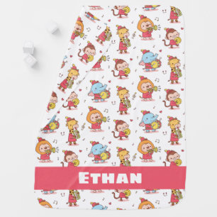 Cute Animals Marching Musical Band Kids Baby Blanket