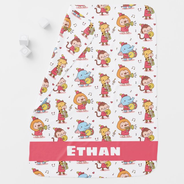 Cute Animals Marching Musical Band Kids Baby Blanket (In Situ)