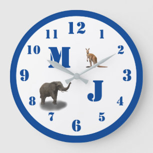 Cute Animals Monogrammed Acrylic Wall Clock