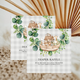 Cute Animals Noah's Ark Bring Diapers Raffle Card